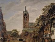 Jan van der Heyden Scenic old church oil painting